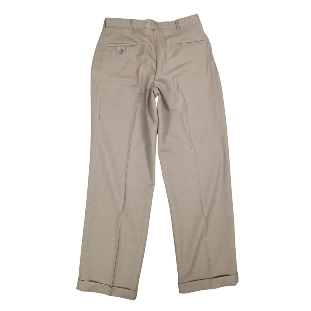 Haggar Dress Pants Mens 33x30 Pleated Wool Blend Brown Cuffed Deadstock - take2supply