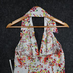 XOXO Halter Top Womens Size Medium NWT Floral Cotton Smocked Back White C759 - take2supply