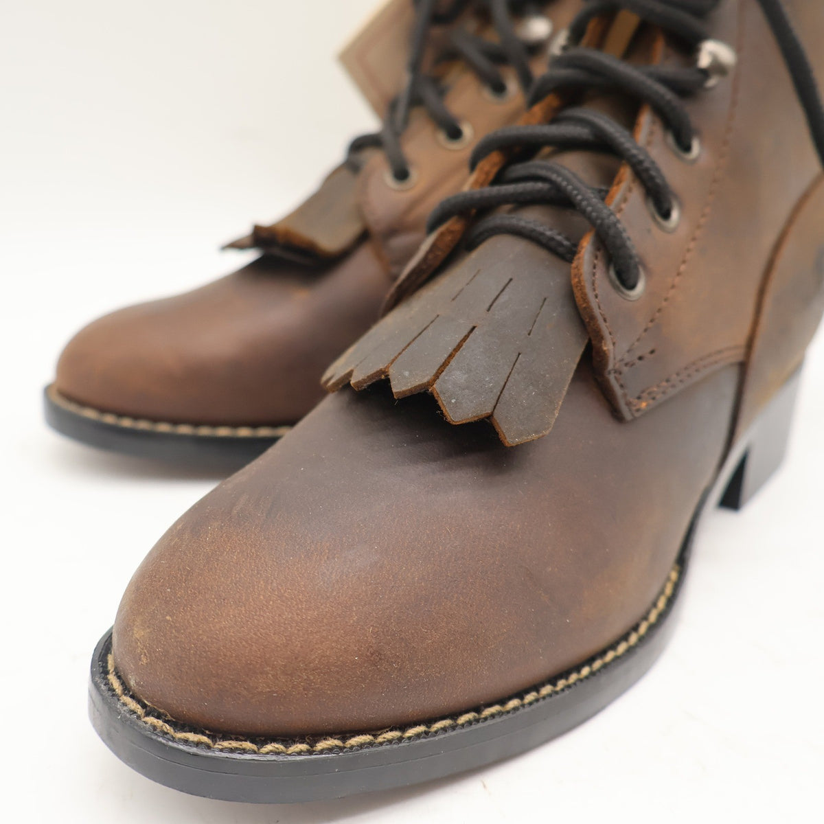 Durango Lil Legends Kids 13.5 Tan Leather Lace Roper Boots Vintage Deadstock NWT - take2supply