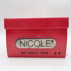 Nicole Bridget Sandals Women 9 Black Leather Slingback Flat Peep Toe Vintage y2k - take2supply