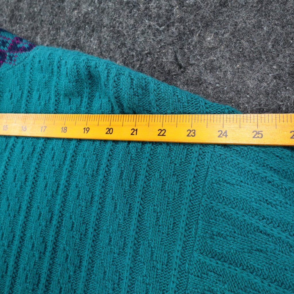Cricket Lane Cardigan Women Medium Petite Vintage 90s Teal Acrylic Knit NWT USA - take2supply