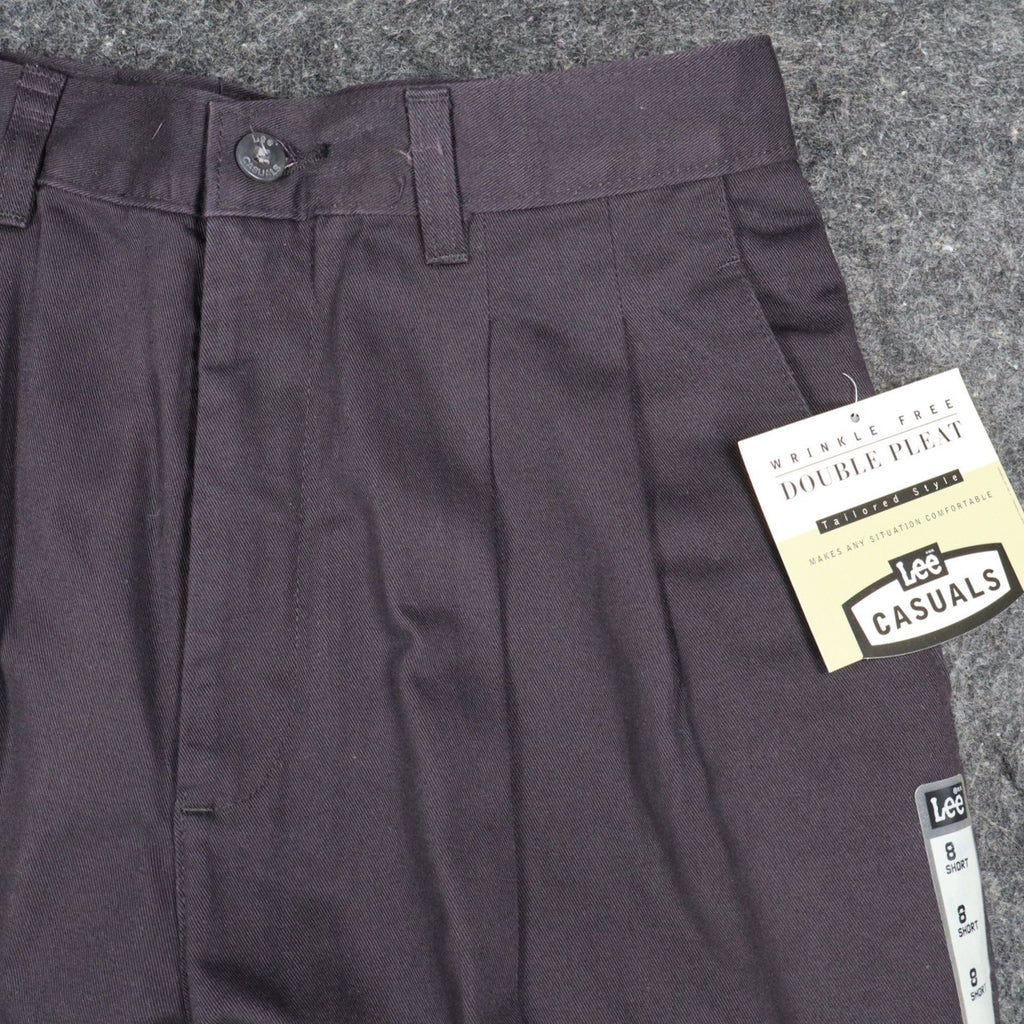 Lee Casuals Pants Womens 8 Short Vintage 90s Purple Cotton Double Pleat Trousers - take2supply