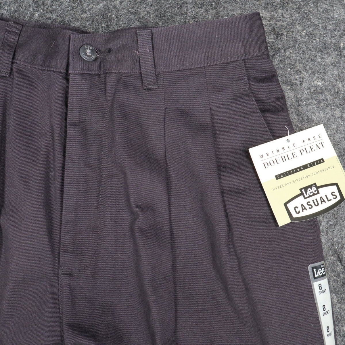 Lee Casuals Pants Womens 8 Short Vintage 90s Purple Cotton Double Pleat Trousers - take2supply