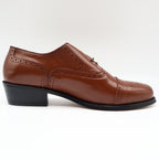 Conti Oxford Shoes Mens 9 D Vintage Brown Leather Cap Toe Brogue H1005 NOS - take2supply