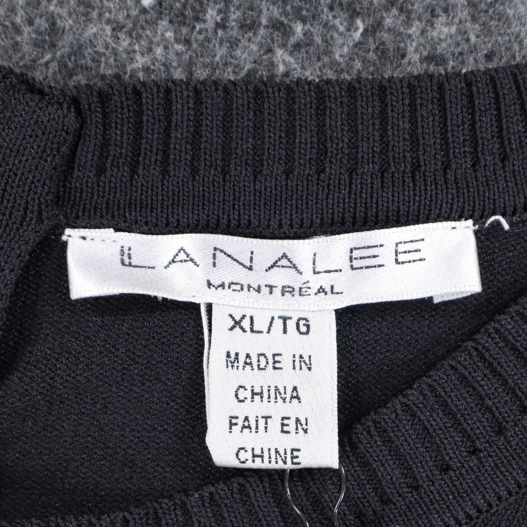 Lanalee Sweater Womens XL/1X Black White Striped Colorblock Back Zip Cotton Knit - take2supply