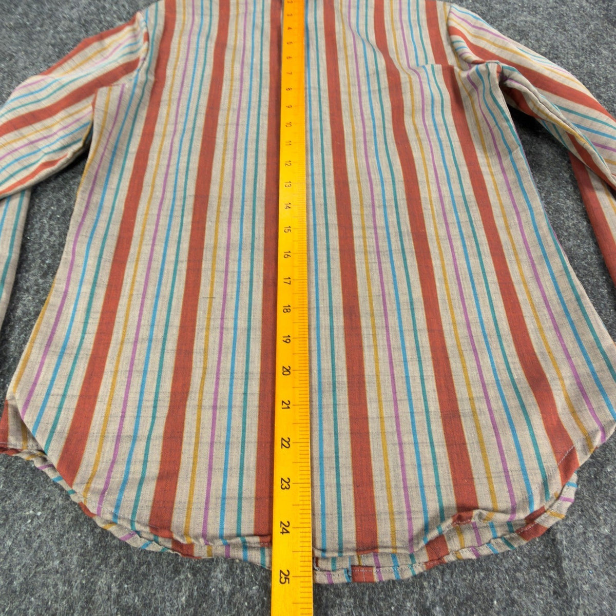 Miss "B" Vintage 70s Striped Button Down Shirt Womens 5/6 Orange Multi Excellent - take2supply