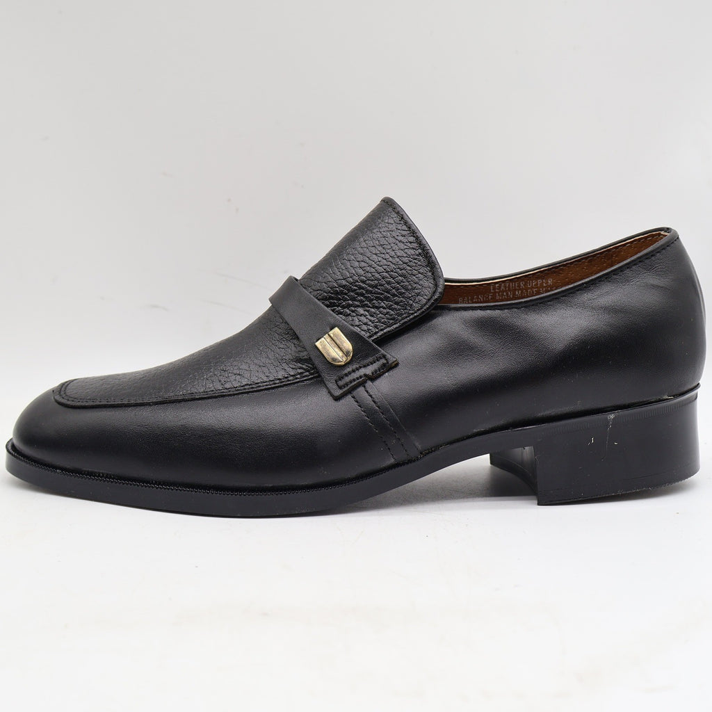 Barclay Slip On Loafers Mens 7 D Vintage Black Leather PermaSole USA 95183 - take2supply