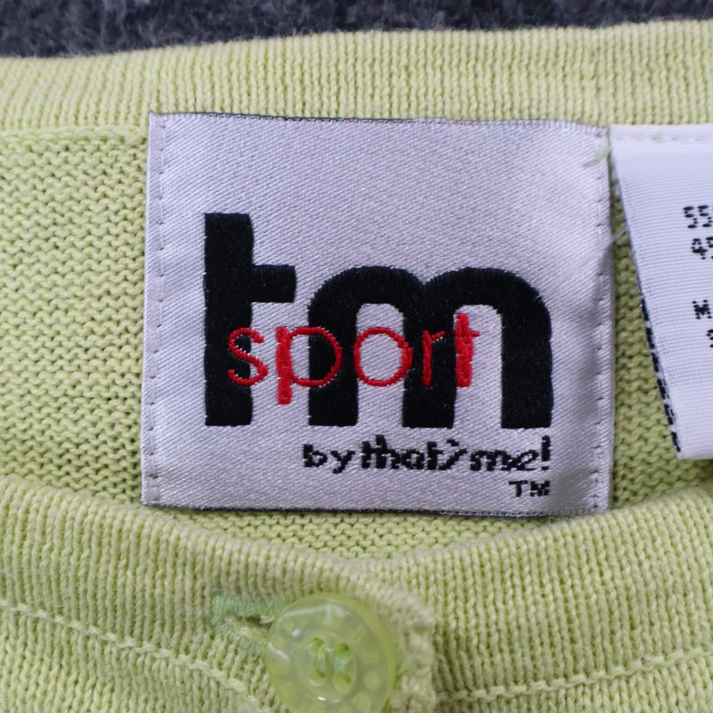 TM Sport That's Me Cardigan Sweater Womens Small Green Embroidered Ramie NWT - take2supply