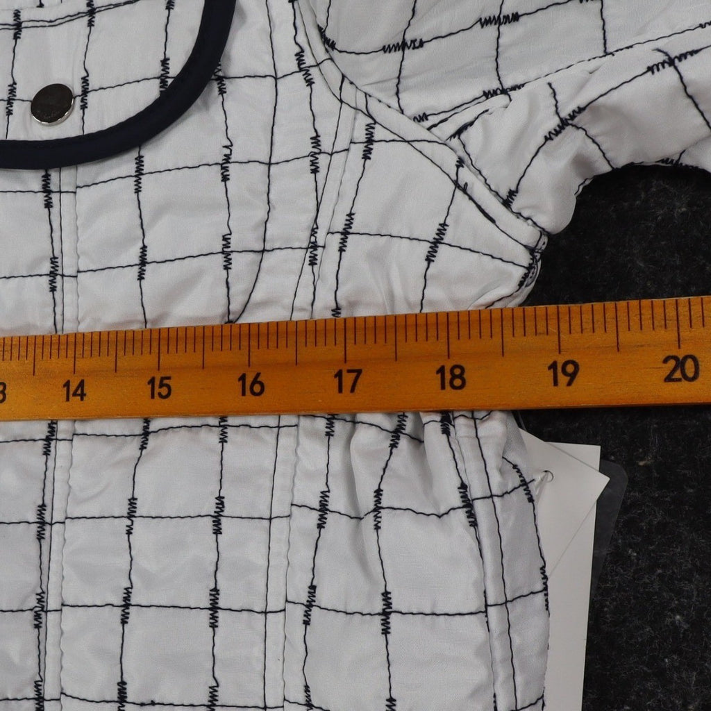 Marcona Reversible Quilted Jacket Womens Medium White Navy Grid Snap Front NWT - take2supply
