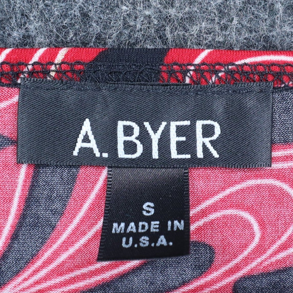 A. Byer Top Womens Small Y2K Red Black Swirl Metallic Knot Front 2-in-1 Layered - take2supply