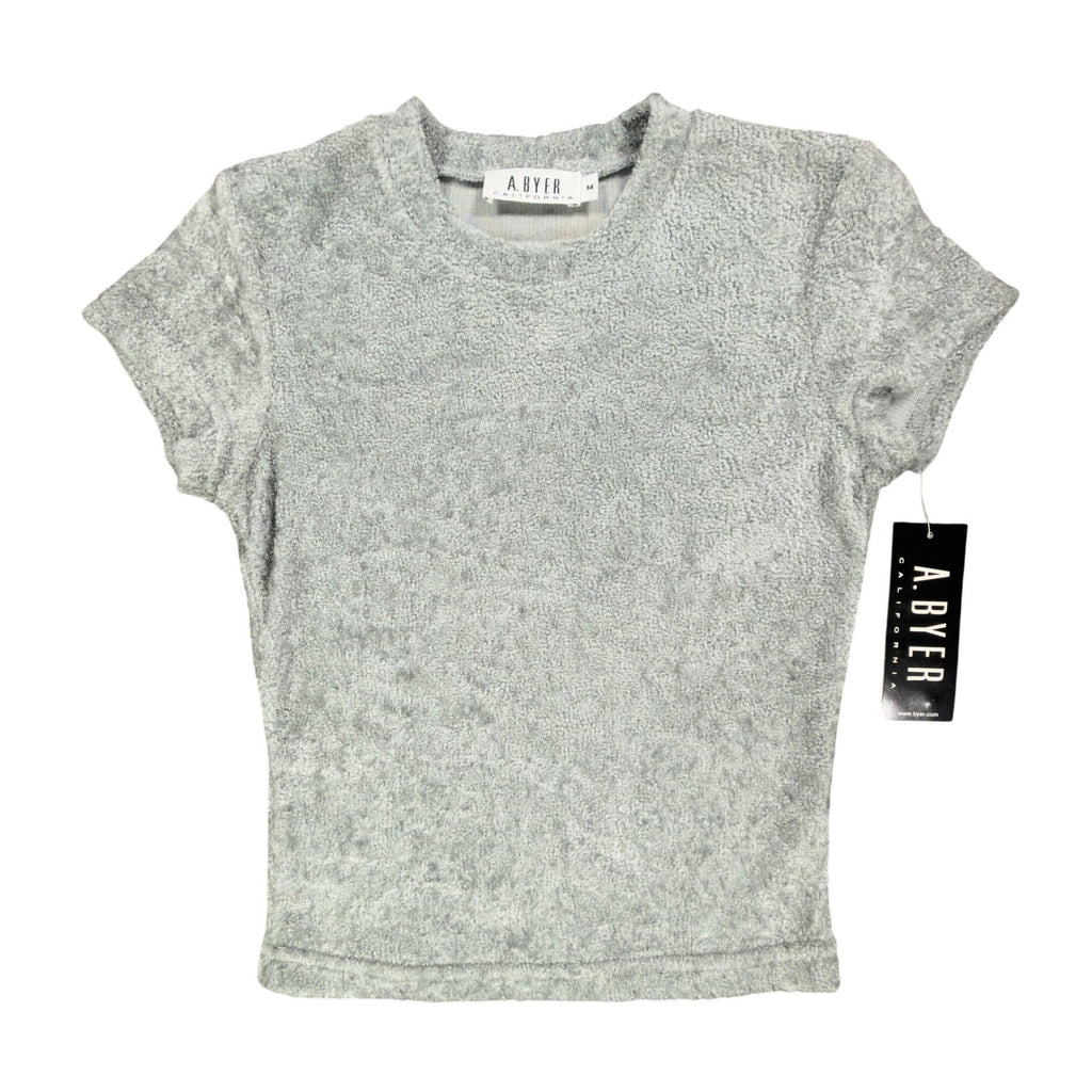 A. Byer Y2K Textured Tee Womens M Gray Polyester NWT - take2supply