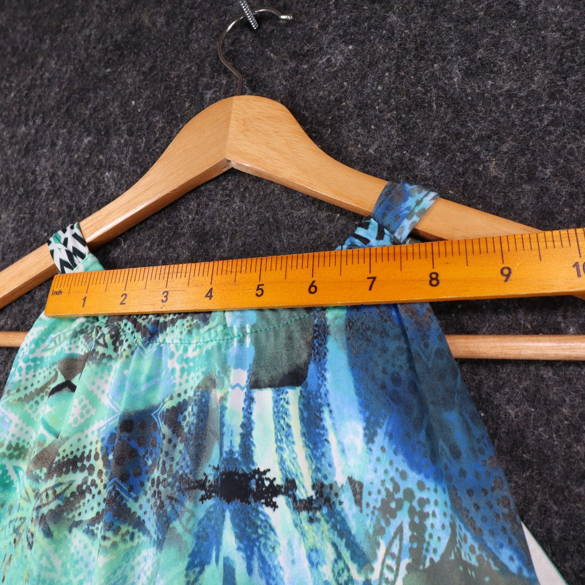 Dusak Designs Halter Dress Medium Teal Blue Abstract Print Keyhole Sheath Canada - take2supply
