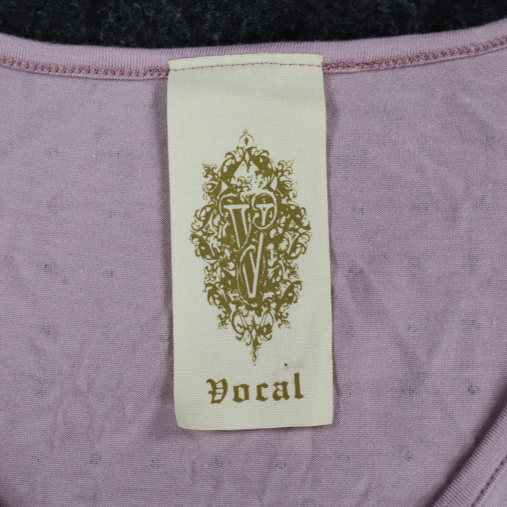 Vocal Rhinestone Stud Tunic Top Womens Small Mauve Pink High Low Layered V-Neck - take2supply