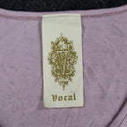 Vocal Rhinestone Stud Tunic Top Womens Small Mauve Pink High Low Layered V-Neck - take2supply