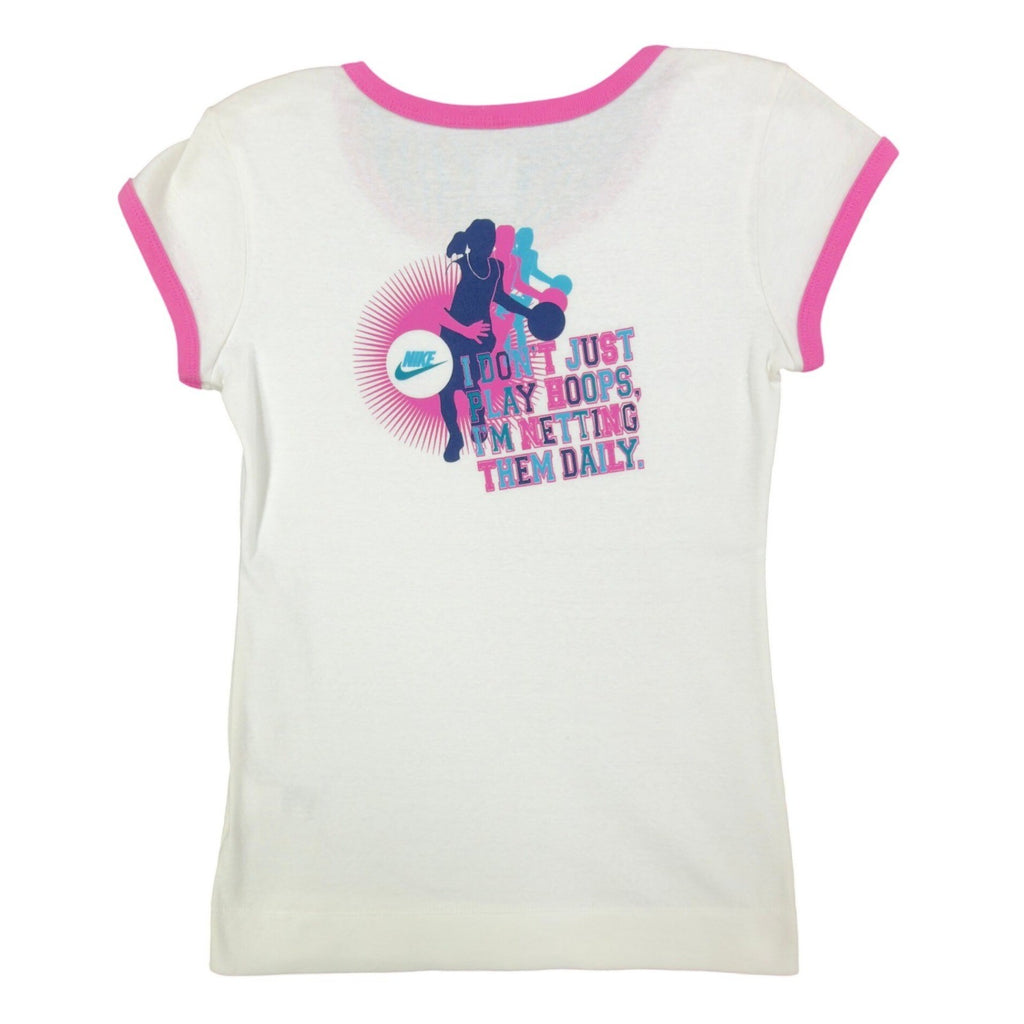 Nike Y2K Ringer Tee Girls XL White Pink Basketball Team 216485 NWT - take2supply