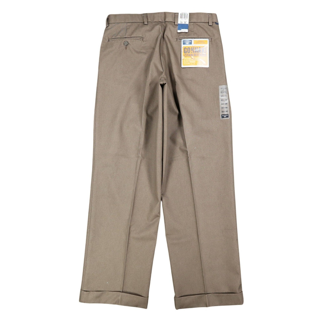 Dockers Khaki Pants Mens 33x30 Brown Pleated Cuffed Stain Defender Classic Fit - take2supply