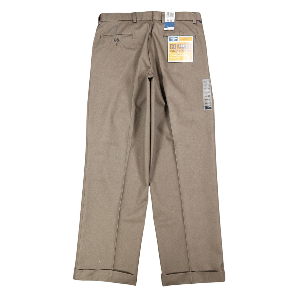 Dockers Khaki Pants Mens 33x30 Brown Pleated Cuffed Stain Defender Classic Fit - take2supply