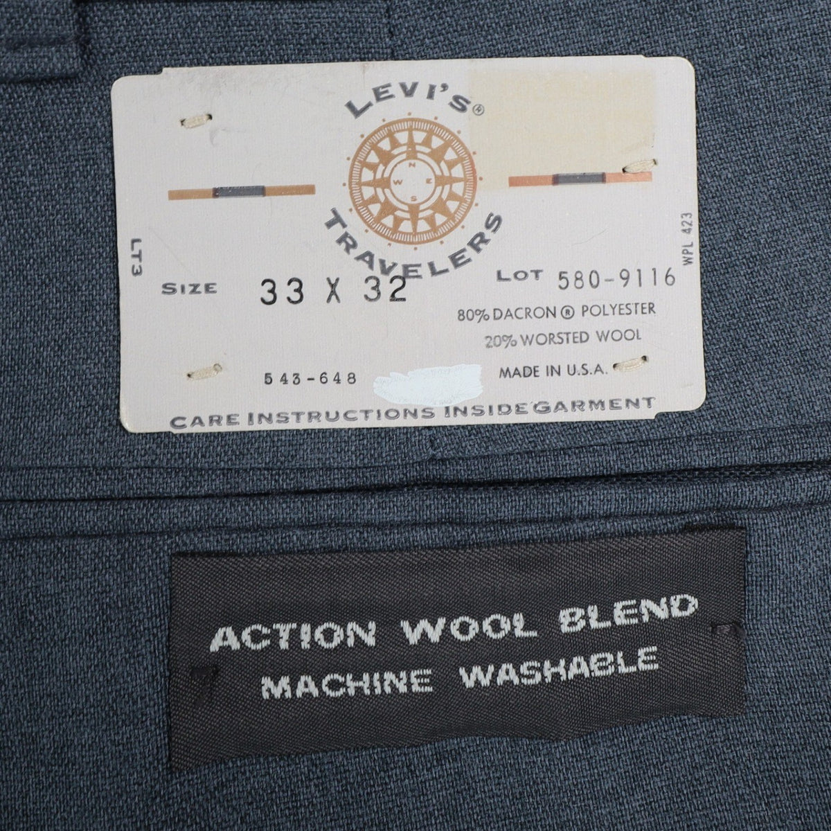 Levi's Travellers Trousers Mens 34x32 Vintage 80s Blue Gray Pleated Deadstock - take2supply