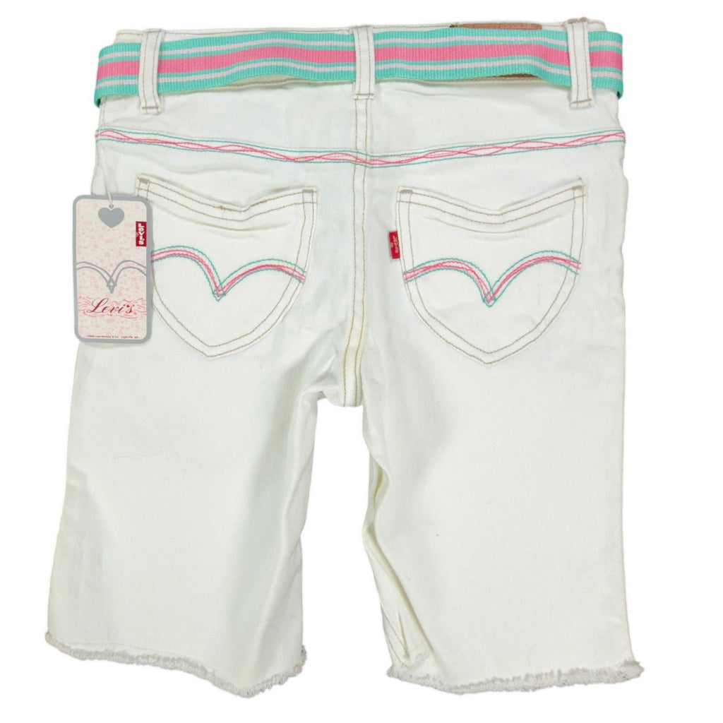 Levi's Y2K Denim Bermuda Shorts Girls 10 White Ramie Blend NWT - take2supply