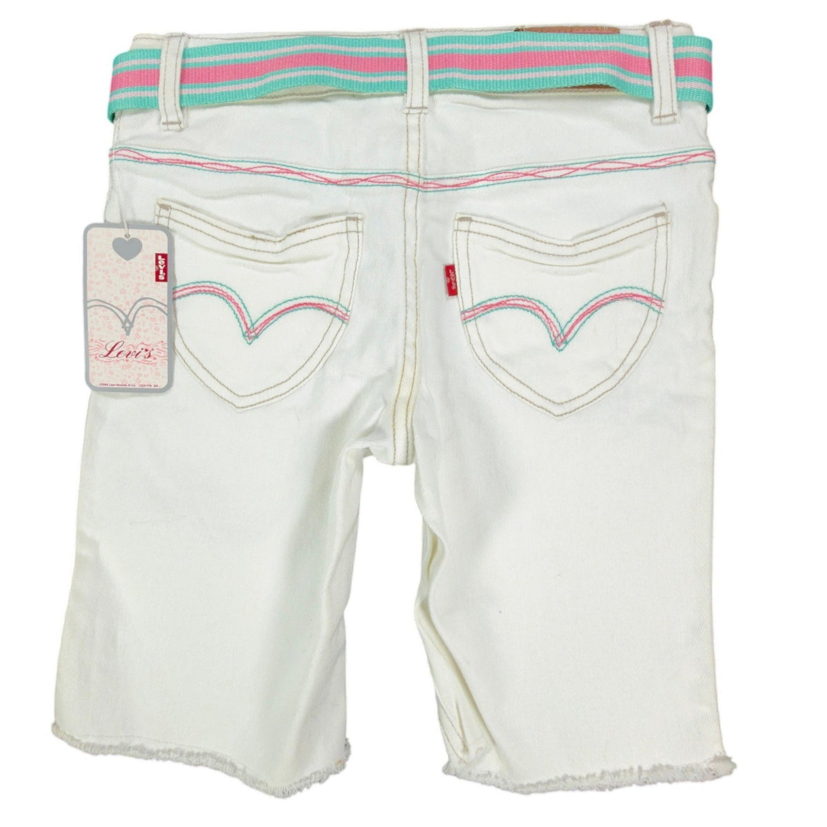 Levi's Y2K Denim Bermuda Shorts Girls 10 White Ramie Blend NWT - take2supply
