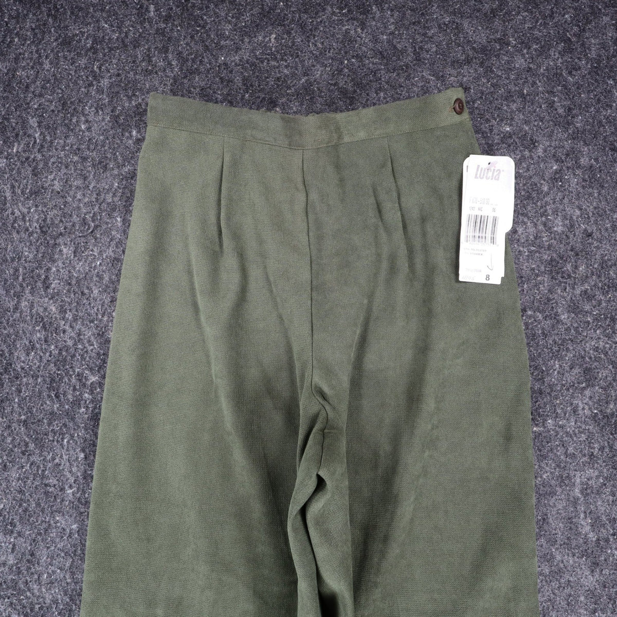 Lucia Trousers Womens Size 8 Y2K Cactus Green Stretch Pleated Straight Leg Pants - take2supply