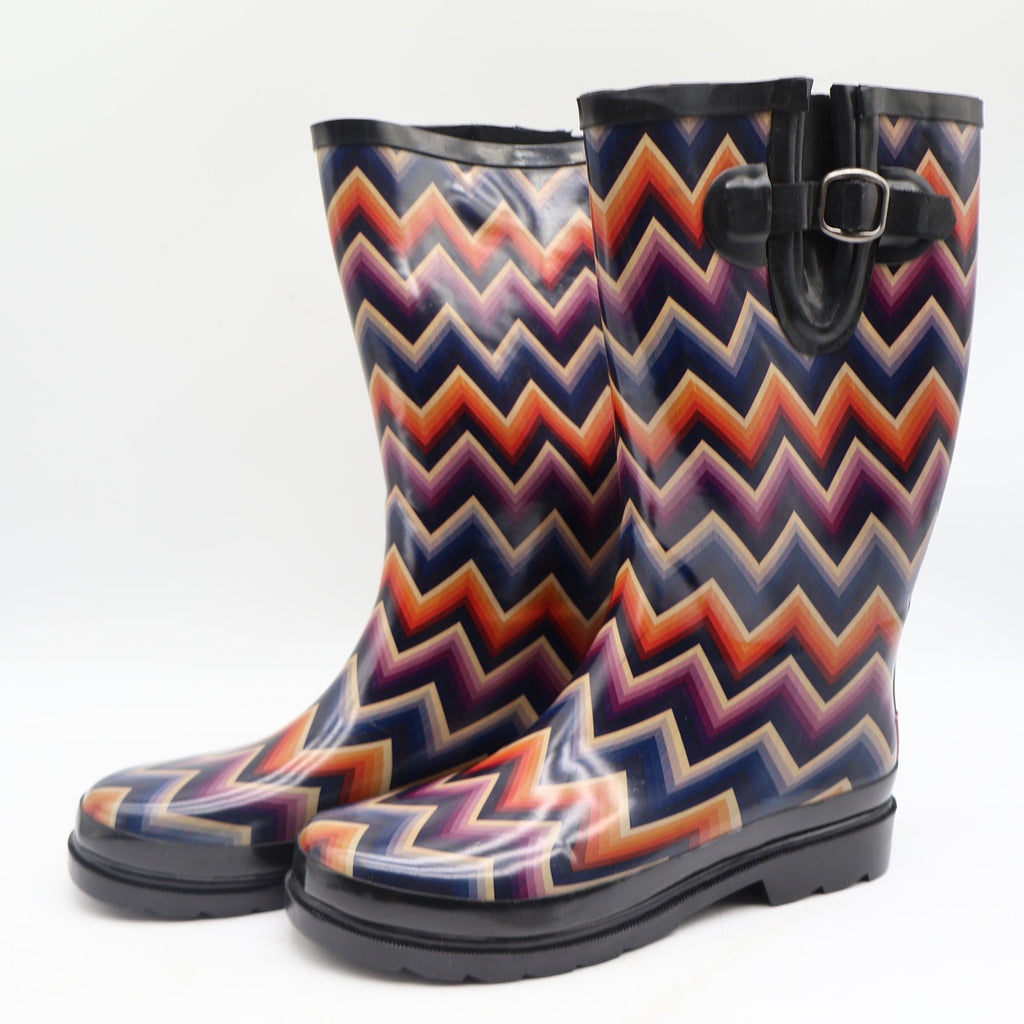 Blazin Roxx Chandra Rain Boots Womens 9 NWT Chevron Multicolor Rubber Waterproof - take2supply