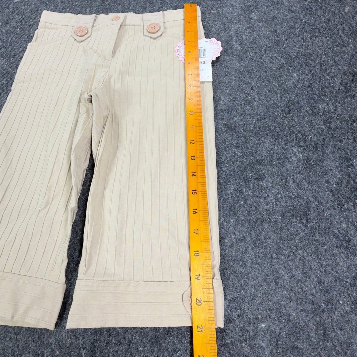 My Michelle Y2K Capri Pants Girls 12 Beige Striped NWT Deadstock Khaki C664 - take2supply