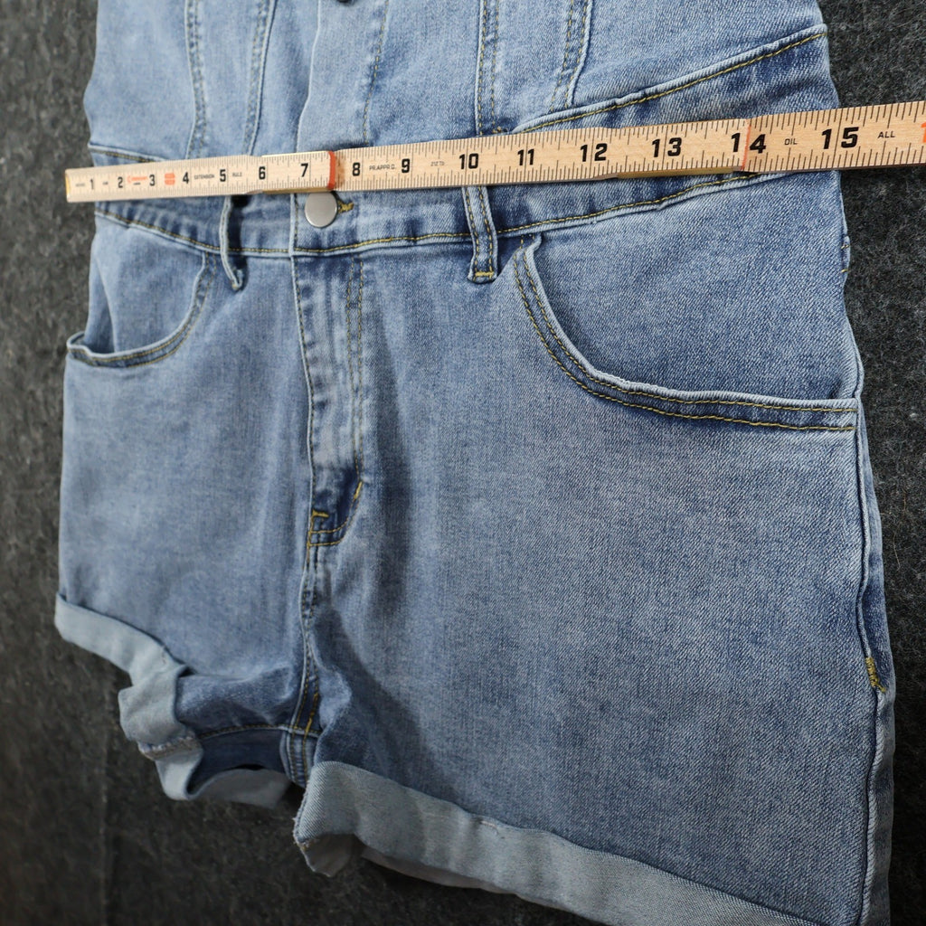 Jeans Romper Womens Small Light Blue Denim Cotton Blend Slim Fit Utility - take2supply