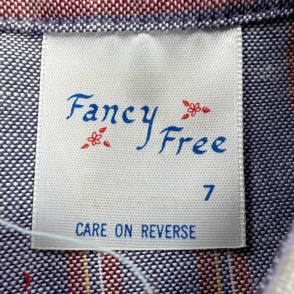 Fancy Free Vintage 70s Striped Blouse Girls 7 Blue Red White NWT - take2supply