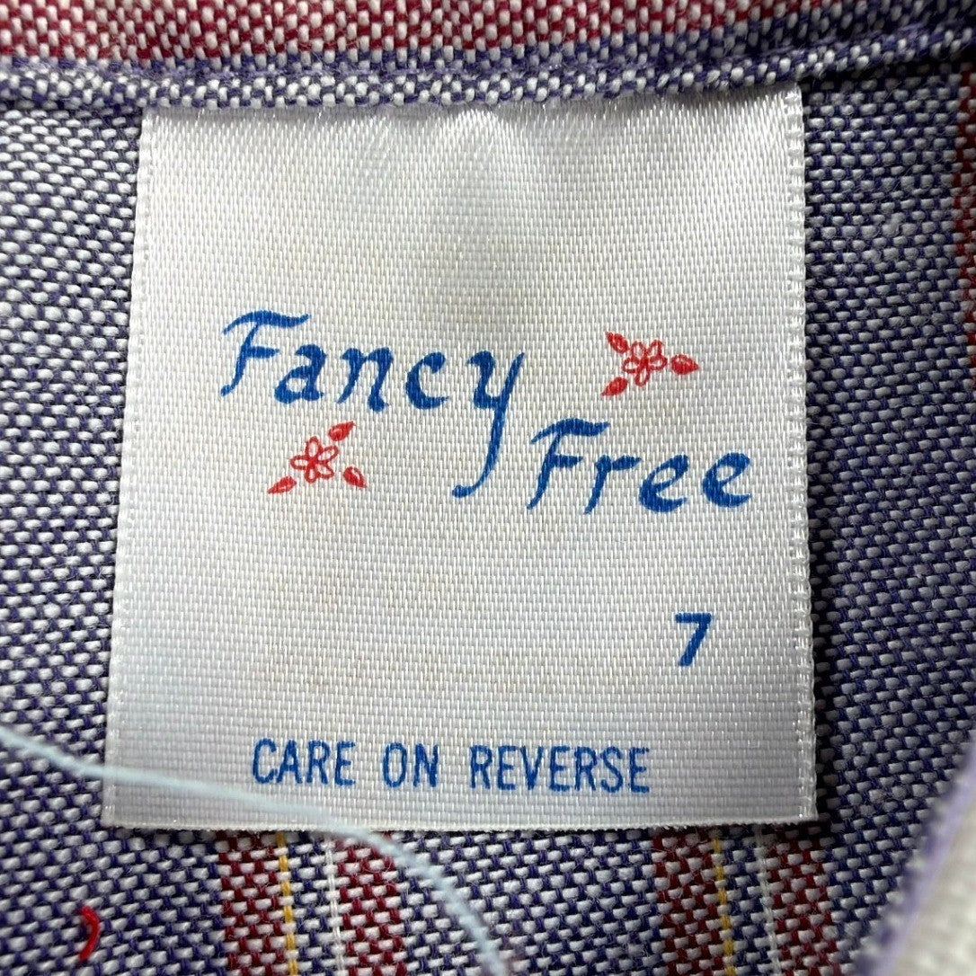 Fancy Free Vintage 70s Striped Blouse Girls 7 Blue Red White NWT - take2supply