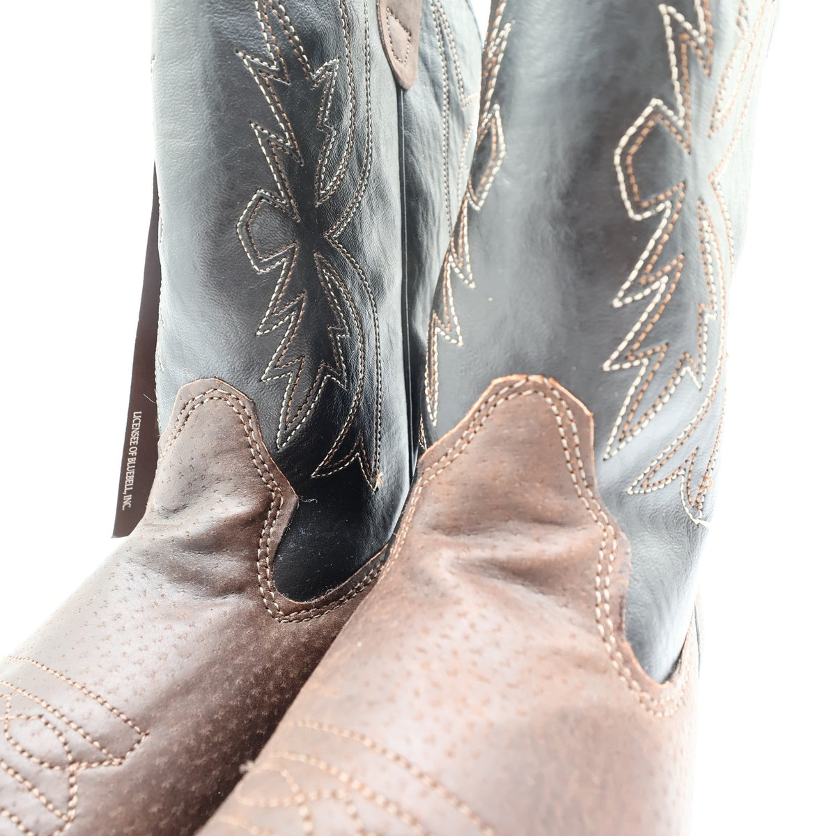 Wrangler Vintage Western Cowboy Boots Childrens 1.5 Brown Black Leather NWT - take2supply