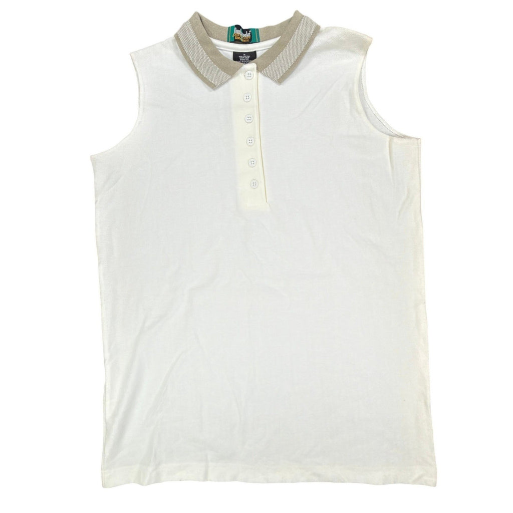 Dunbrooke Vintage Sleeveless Polo Shirt Women M Ivory Cotton New Made in USA - take2supply