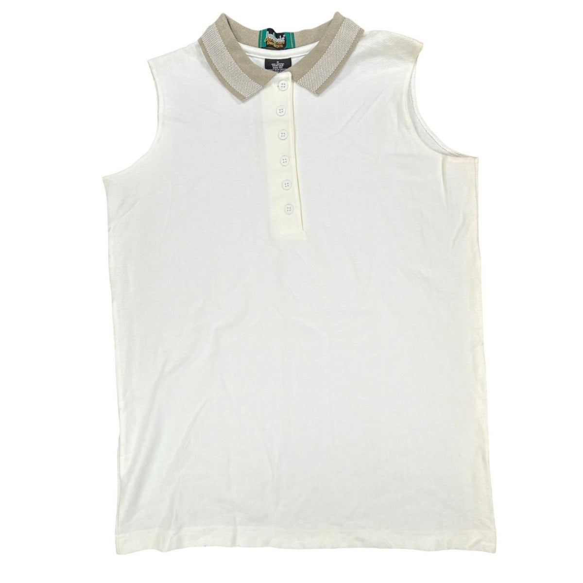 Dunbrooke Vintage Sleeveless Polo Shirt Women M Ivory Cotton New Made in USA - take2supply