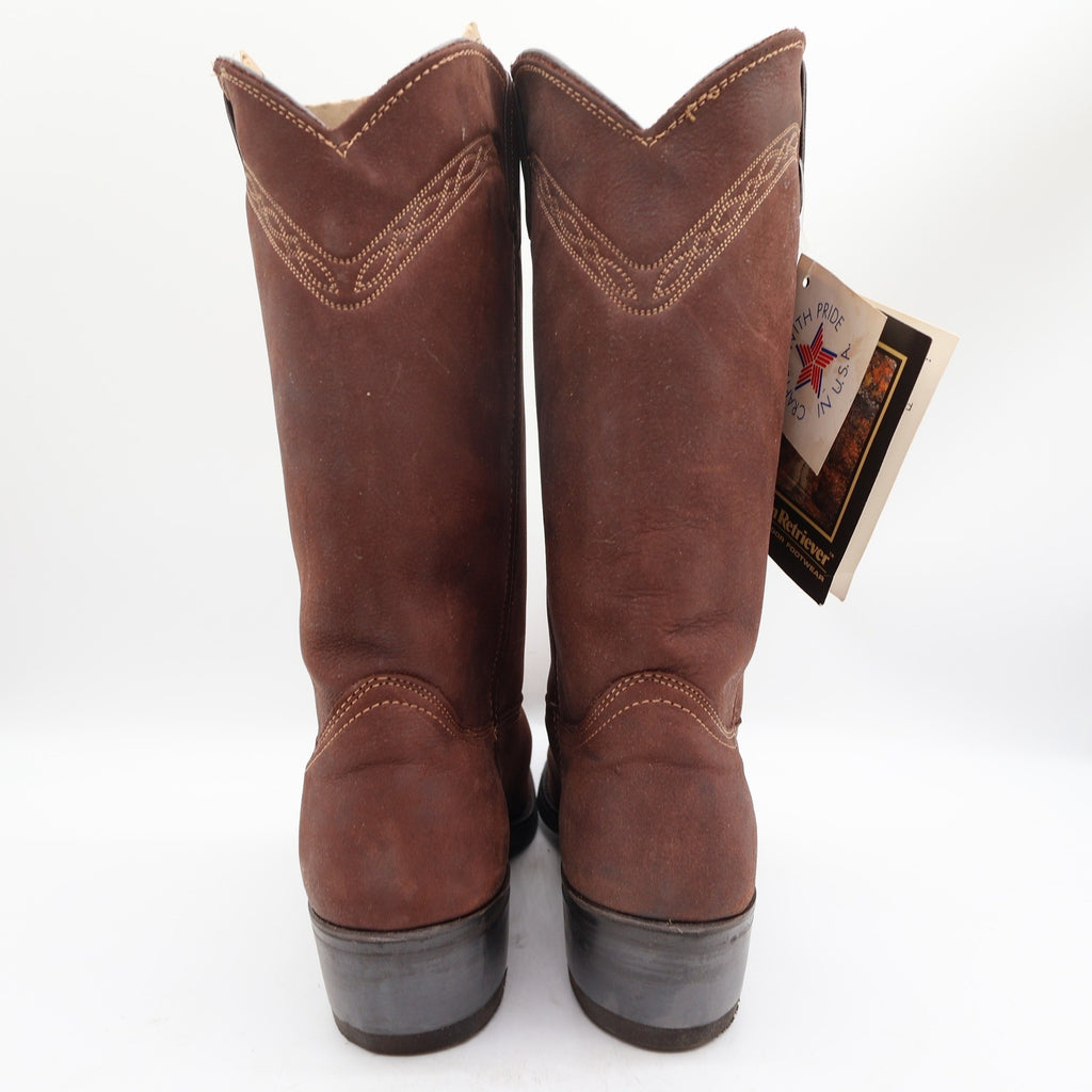 Golden Retriever Vintage Western Boots Mens 10 D Brown Leather NIB Made in USA - take2supply