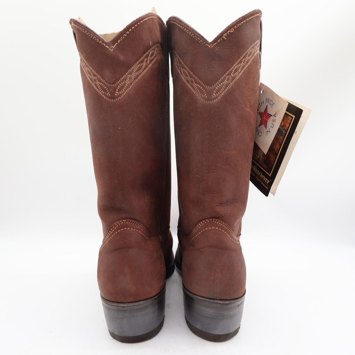 Golden Retriever Vintage Western Boots Mens 10 D Brown Leather NIB Made in USA - take2supply