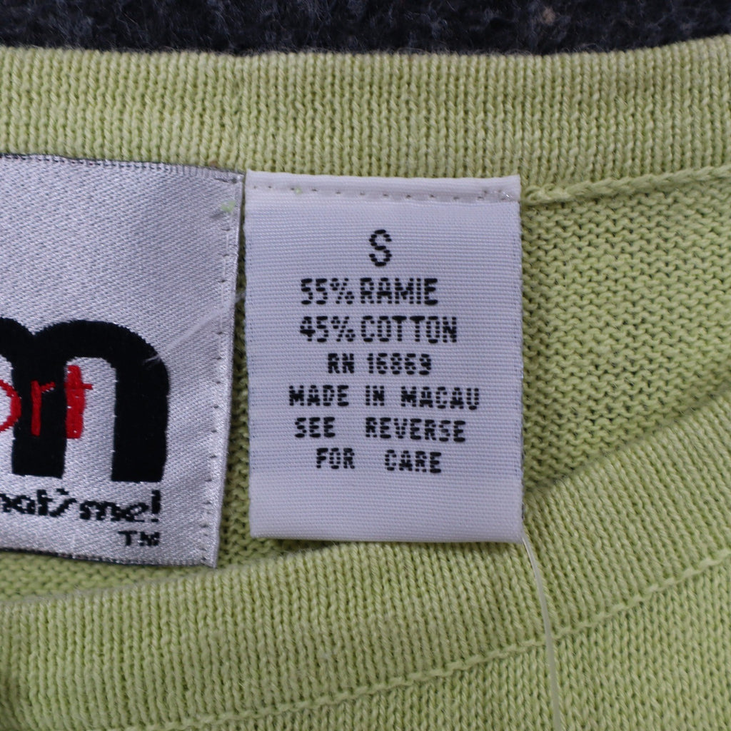 TM Sport That's Me Cardigan Sweater Womens Small Green Embroidered Ramie NWT - take2supply