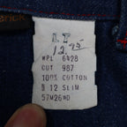 Maverick Denim Pants Kids 12 Slim Blue Red Button Pockets Wide Leg Cotton NOS - take2supply