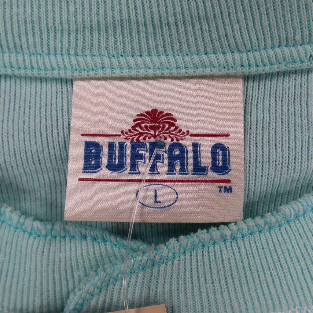 Buffalo Henley Shirt Mens Large Vintage Deadstock USA Made Aqua Blue Skier C1259 - take2supply