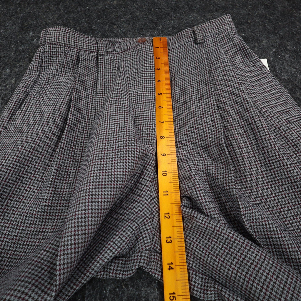 Southern Lady Plaid Dress Pants Womens 8 Vintage Grey Burgundy Pleated Trousers - take2supply