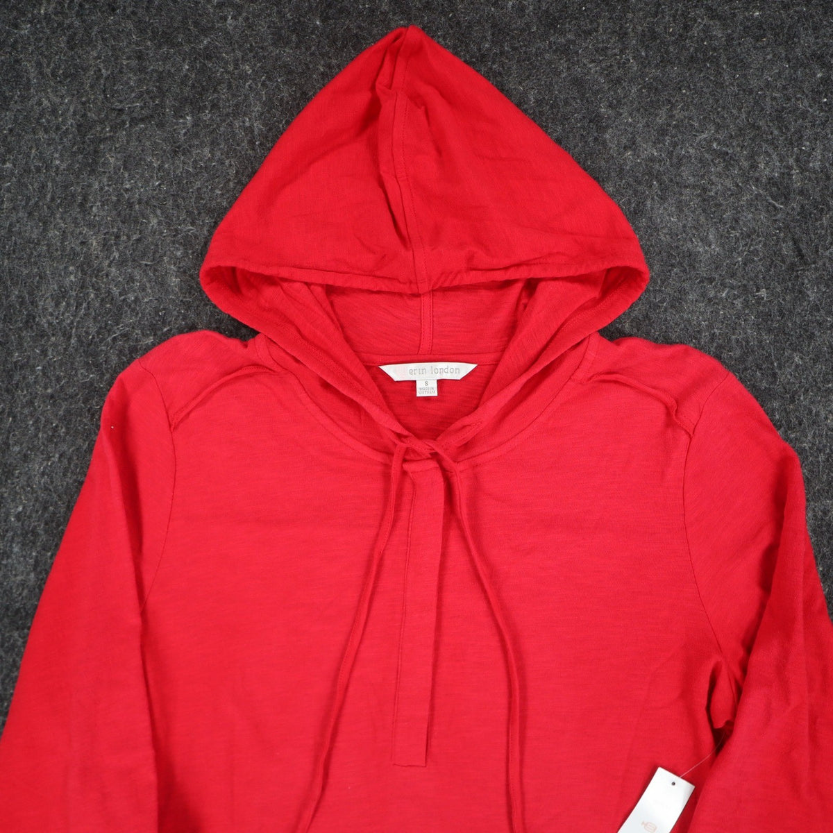 Erin London Womens S Red Cotton Hooded Pullover 3/4 Sleeve Top NWT - take2supply