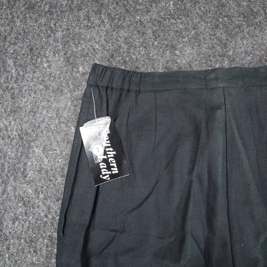 Southern Lady Linen Rayon Pants Womens 12 Black Wide Leg Pleated Trousers 553M - take2supply