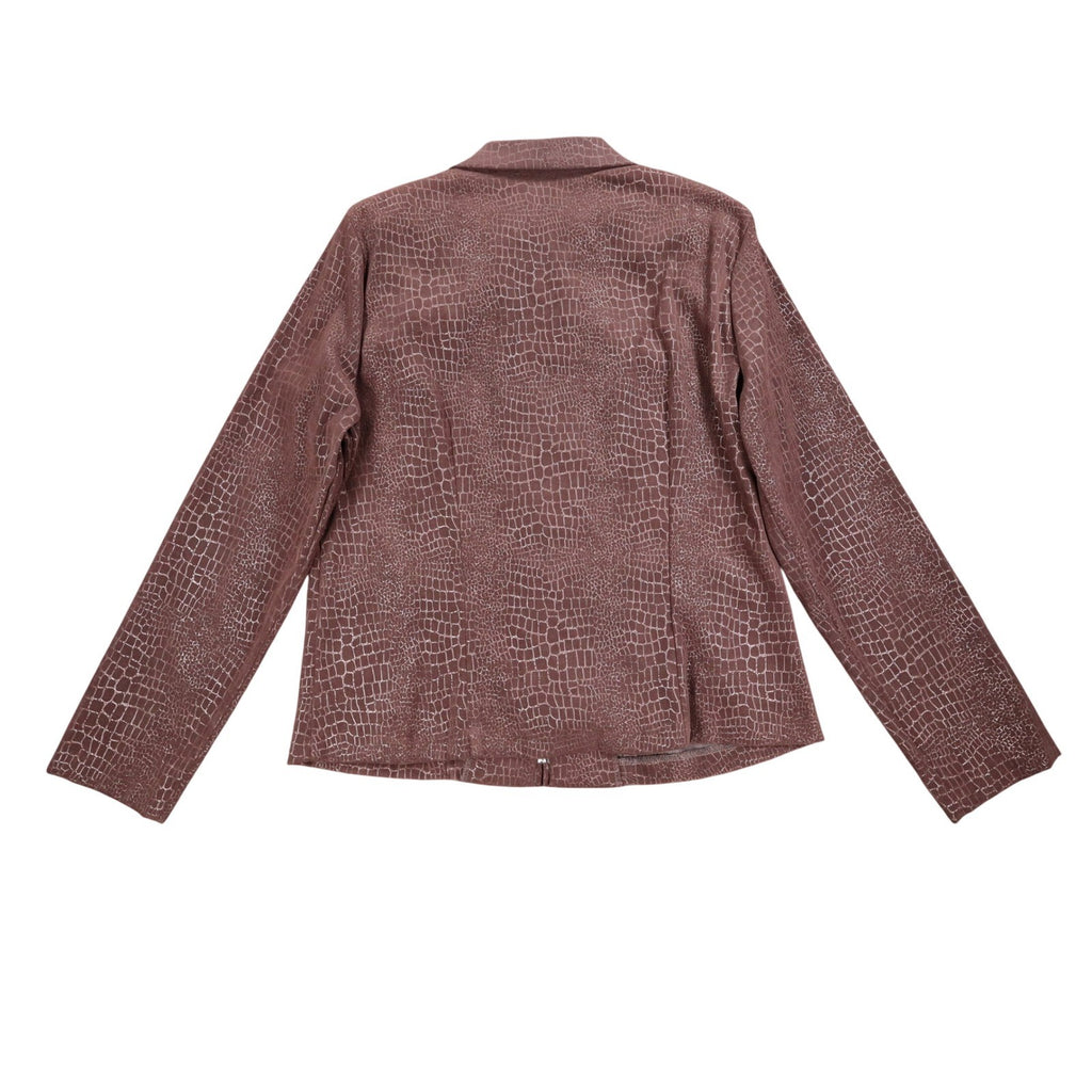 AGB Byer California Skirt Suit Set 12 Brown Crocodile Embossed Zip Jacket Skirt - take2supply