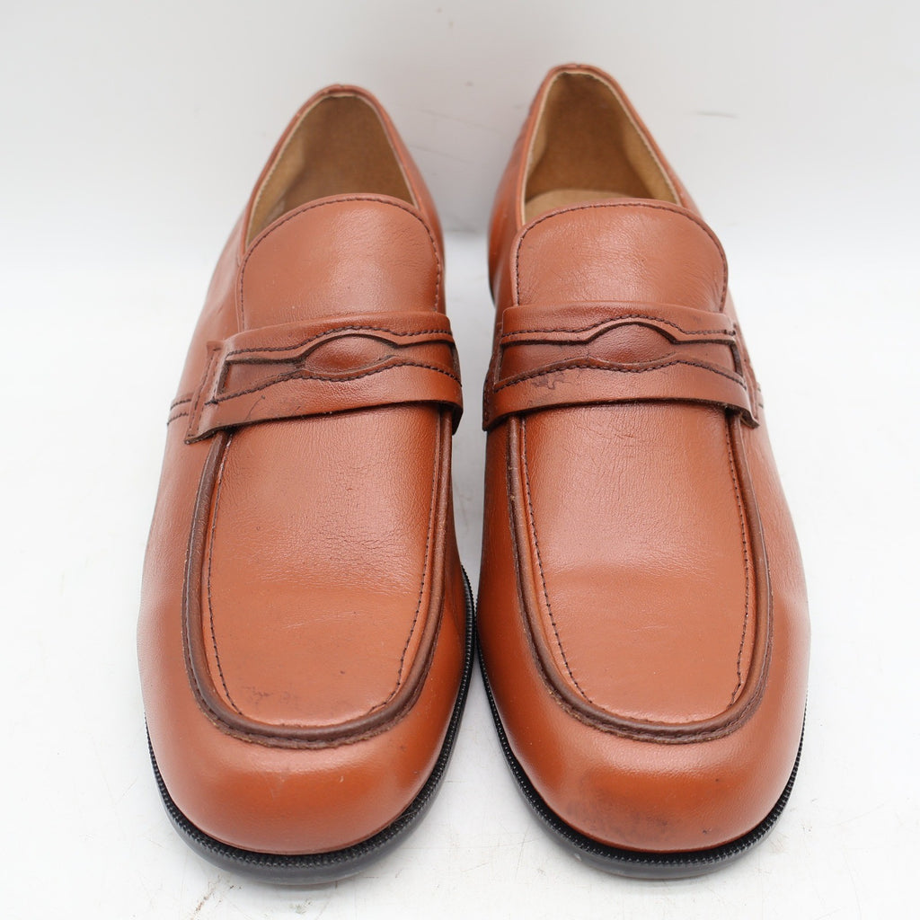 Barclay Penny Loafers Mens 8.5 D Vintage Brown Leather Moc Toe Made in USA - take2supply