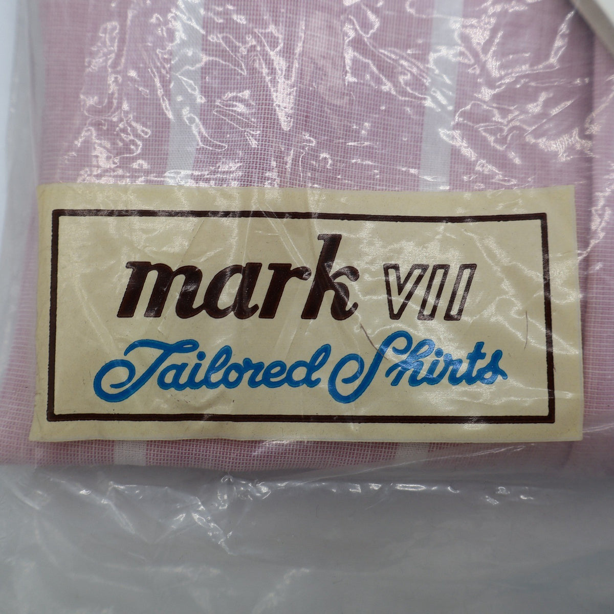 Mark VII Dress Shirt Mens 15.5 32/33 Vintage Pink Striped Contrast Collar USA - take2supply