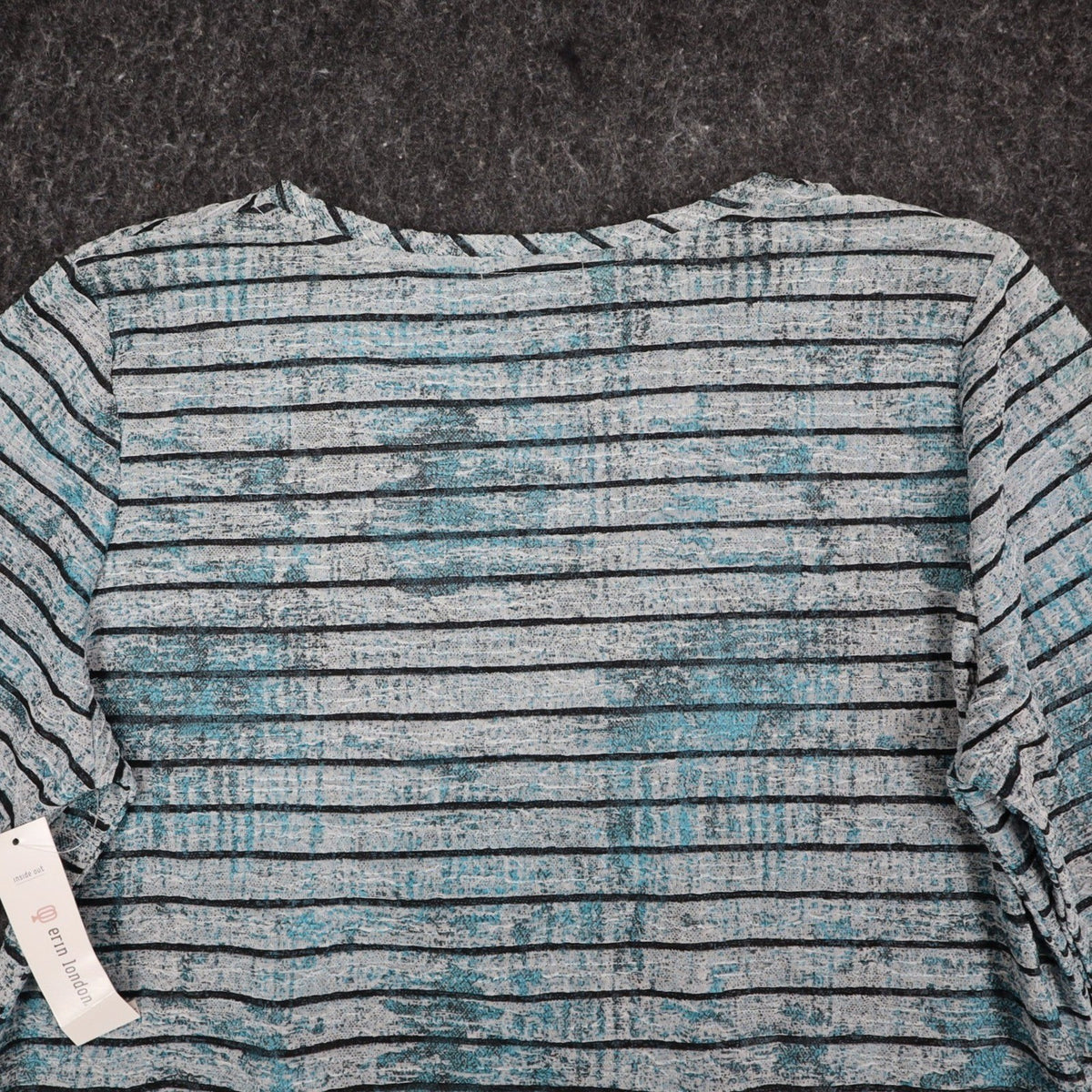 Erin London Top Womens L Blue Black Striped Textured Knit Long Sleeve NWT - take2supply