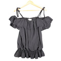 My Michelle Off Shoulder Blouse Womens Large Black Pleated Ruffle Smocked Top - take2supply
