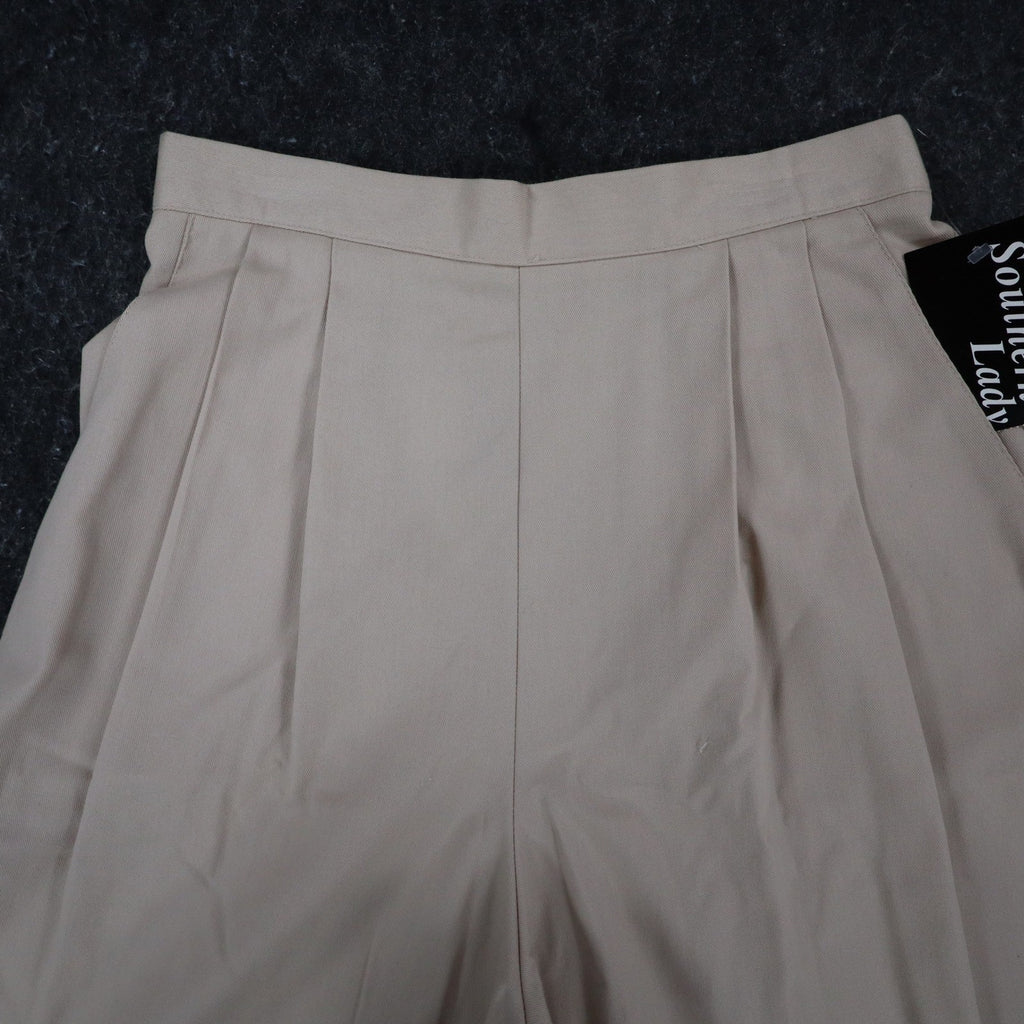 Southern Lady Culottes Womens 10 Vintage 90s Khaki Twill Pleated Wide Leg Shorts - take2supply