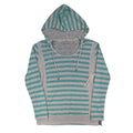 Tribal Jeans Womens M Aqua White Striped Lightweight Hooded Pullover Top NWT - take2supply