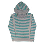 Tribal Jeans Womens M Aqua White Striped Lightweight Hooded Pullover Top NWT - take2supply