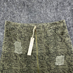 She + Sky Snake Print Denim Mini Skirt Women Large Green Distressed NWT - take2supply